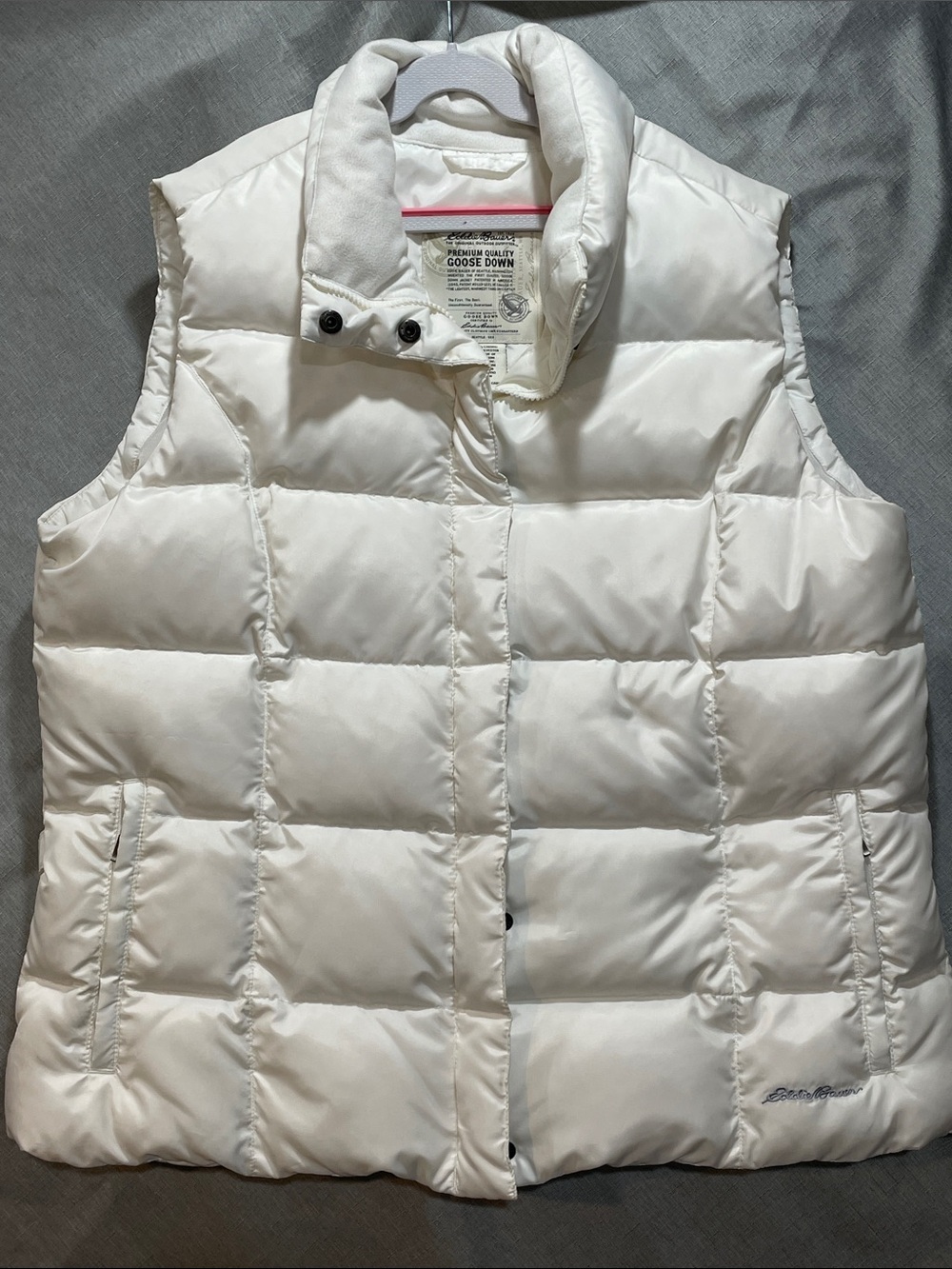 Eddie Bauer Down XL White Puffer Vest Premium Women’s Quilted